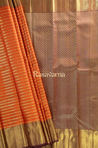 Rust Pure Silk Kanchipuram Pattu Saree with Chocolate Border