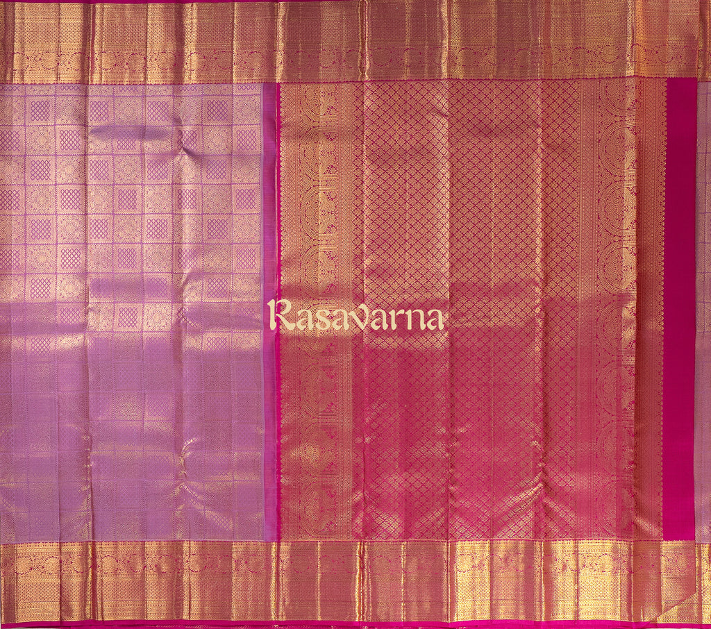Onion Red Pure Silk Kanchipuram Pattu Saree with Rani Pink Border