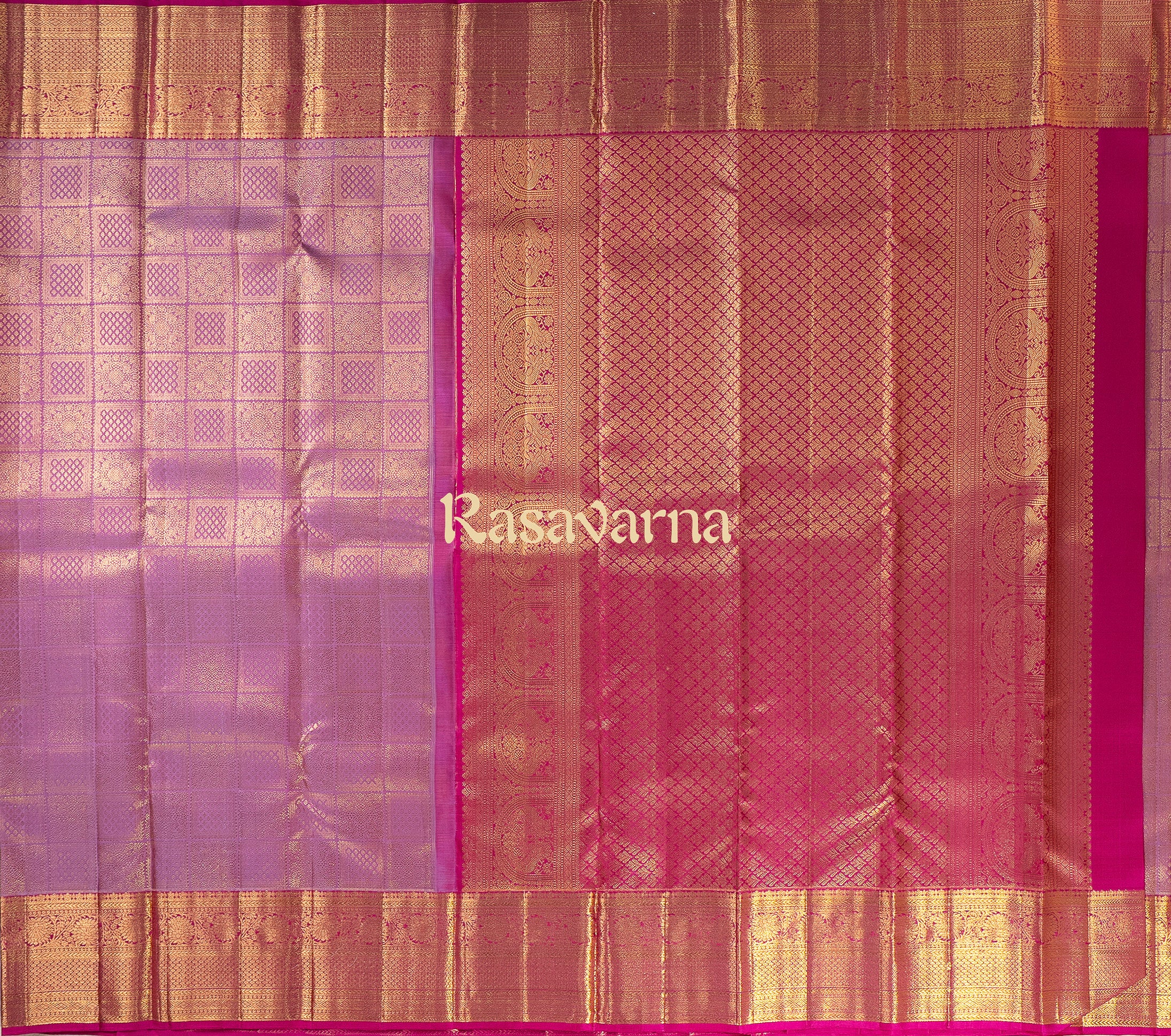 Onion Red Pure Silk Kanchipuram Pattu Saree with Rani Pink Border