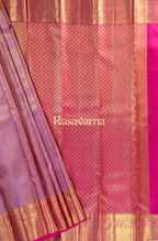 Onion Red Pure Silk Kanchipuram Pattu Saree with Rani Pink Border