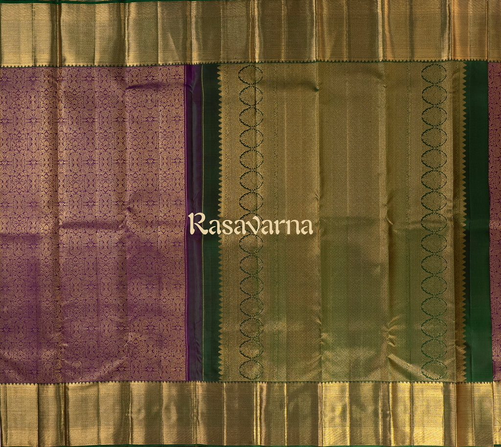Magenta Pure Silk Kanchipuram Pattu Saree with Bottle Green Border