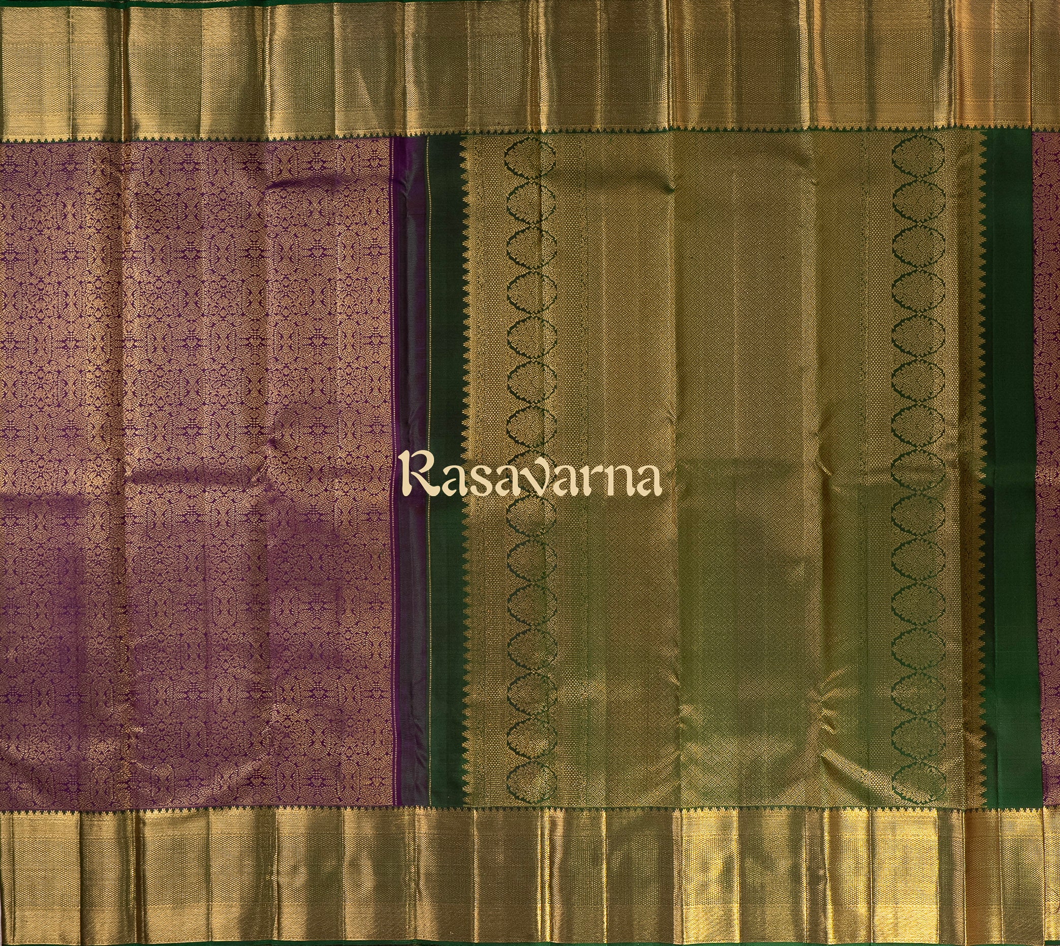 Magenta Pure Silk Kanchipuram Pattu Saree with Bottle Green Border