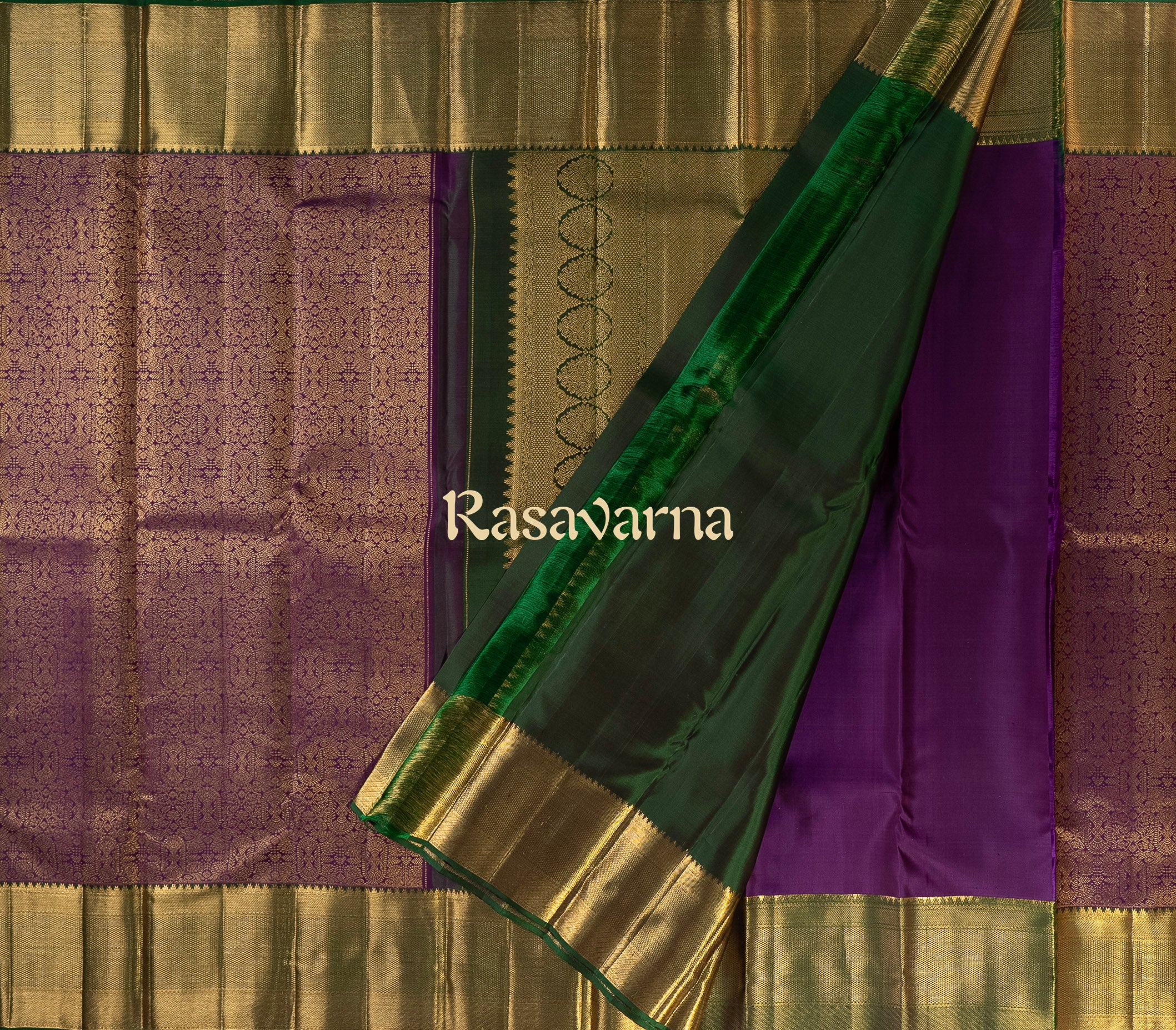 Magenta Pure Silk Kanchipuram Pattu Saree with Bottle Green Border
