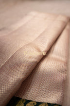 Rose Gold Pure Silk Kanchipuram Pattu Saree with Bottle Green Border