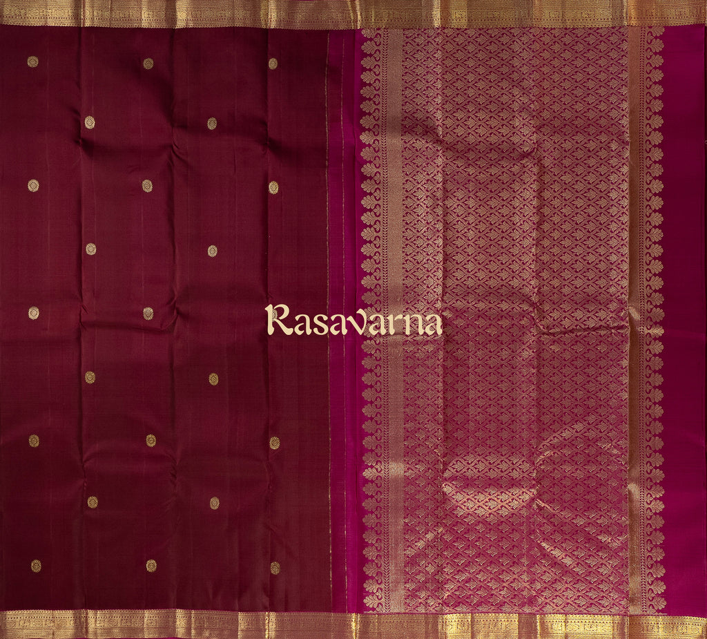 Maroon Pure Silk Kanchipuram Pattu Saree with Rani Border