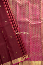 Maroon Pure Silk Kanchipuram Pattu Saree with Rani Border