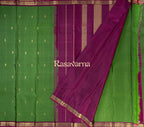 Parrot Green Pure Silk Kanchipuram Pattu Saree with Magenta Border
