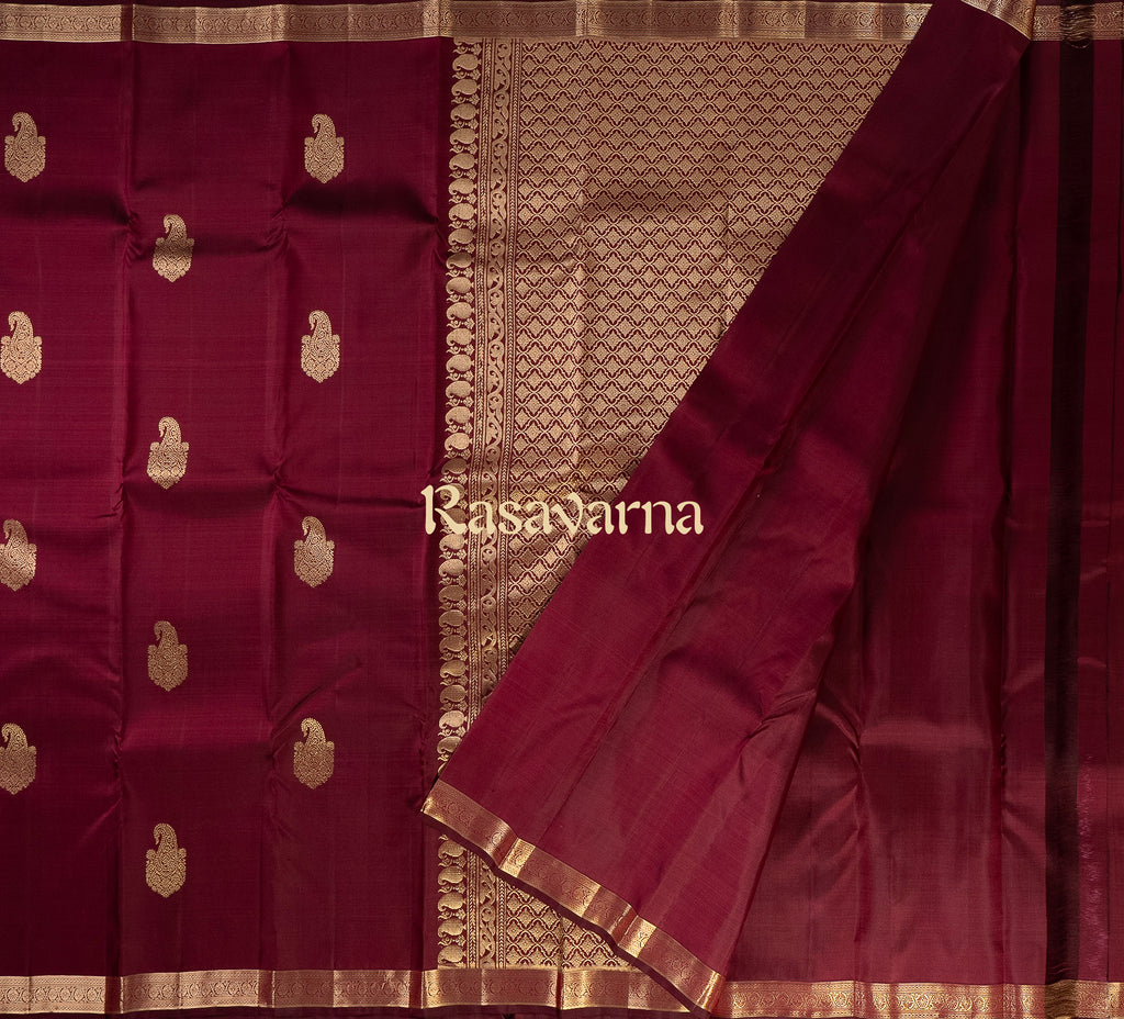 Maroon Pure Silk Kanchipuram Pattu Saree