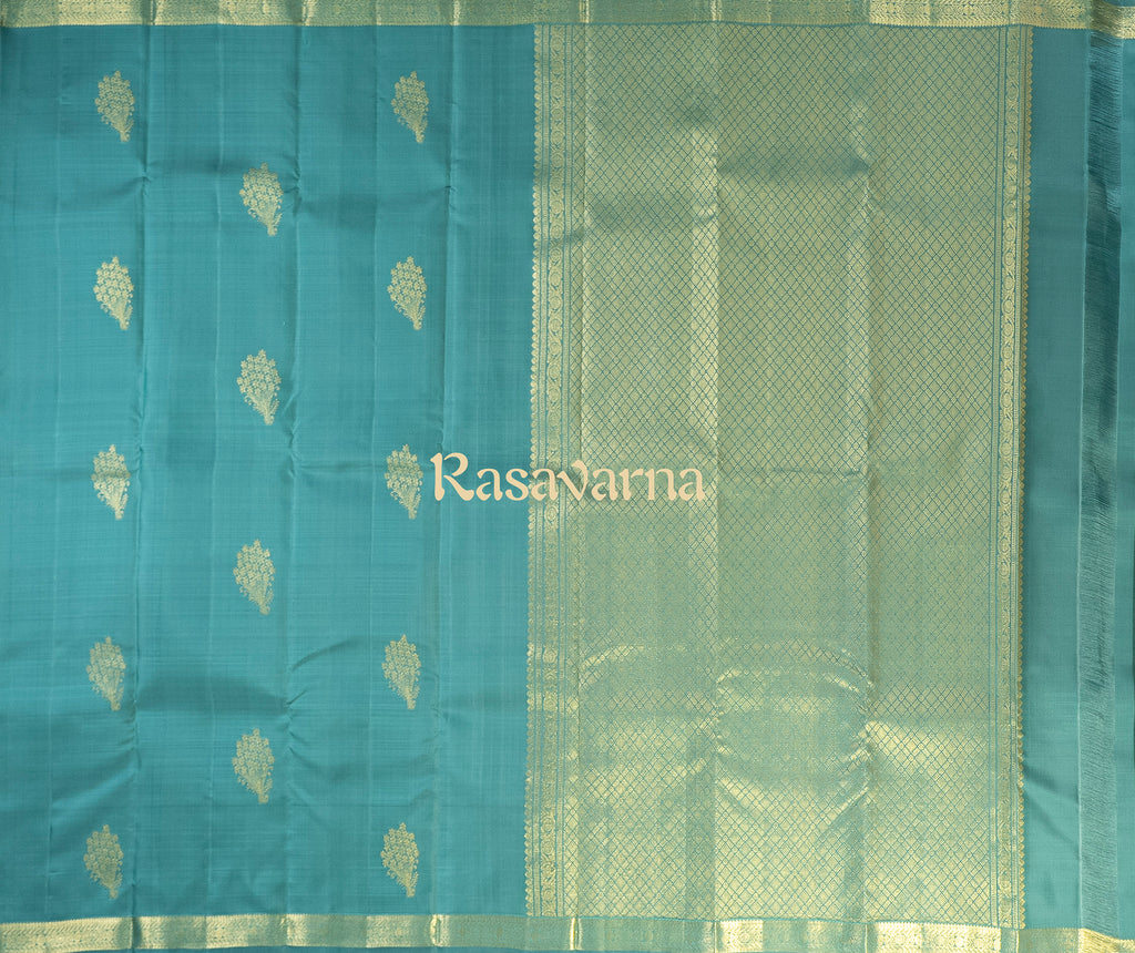 Teal Pure Silk Kanchipuram Pattu Saree