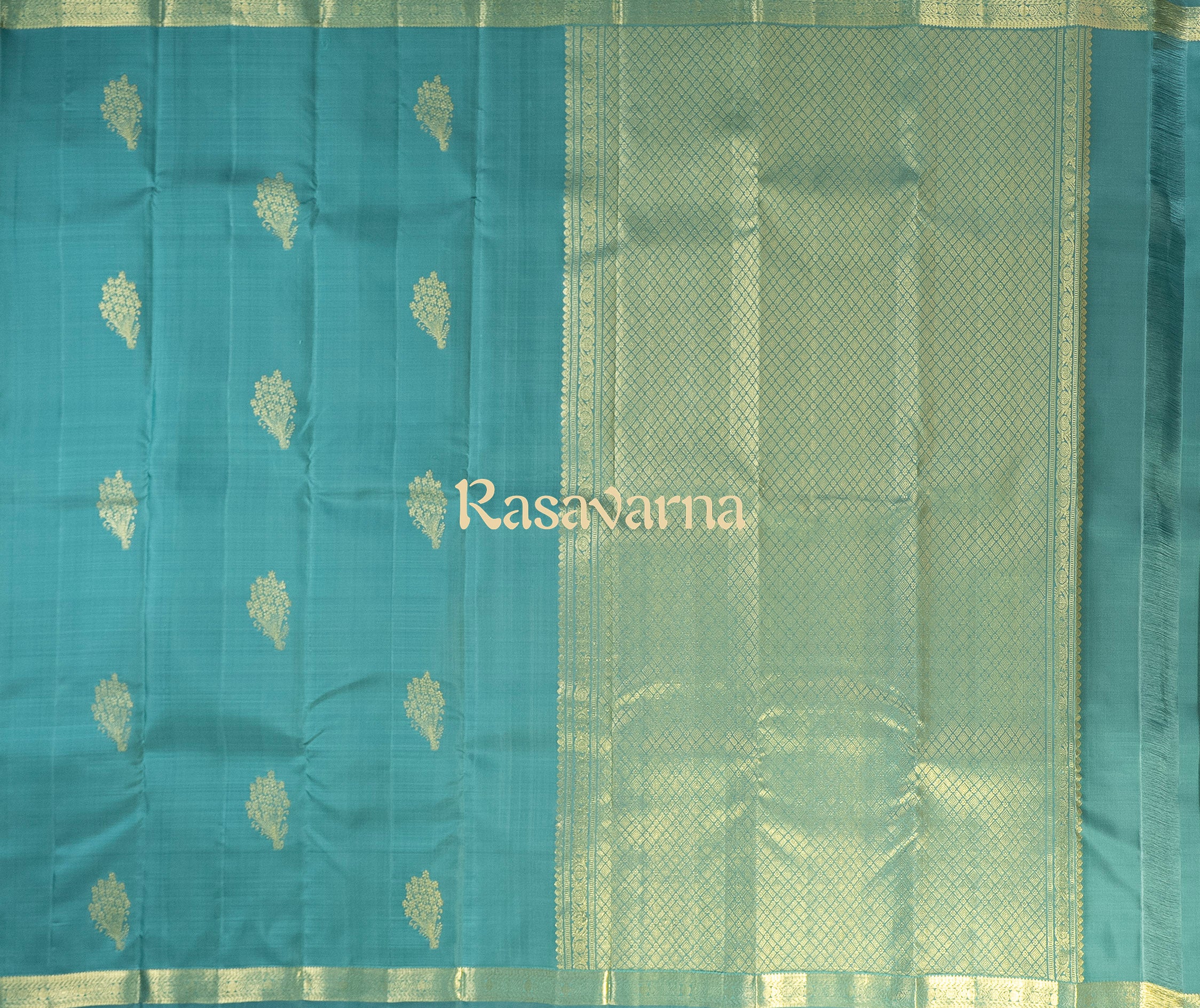 Teal Pure Silk Kanchipuram Pattu Saree