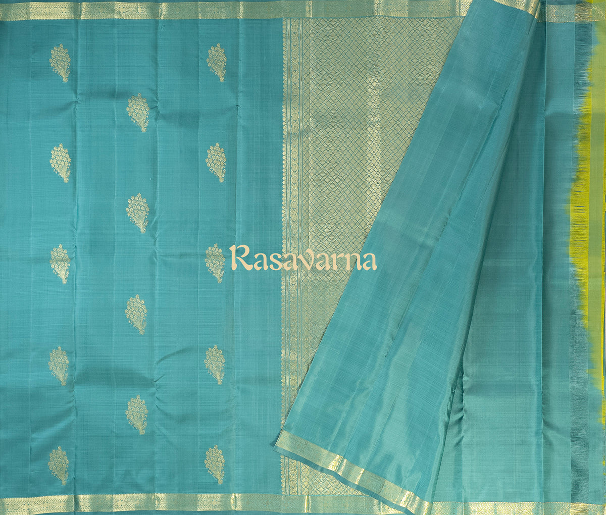 Teal Pure Silk Kanchipuram Pattu Saree