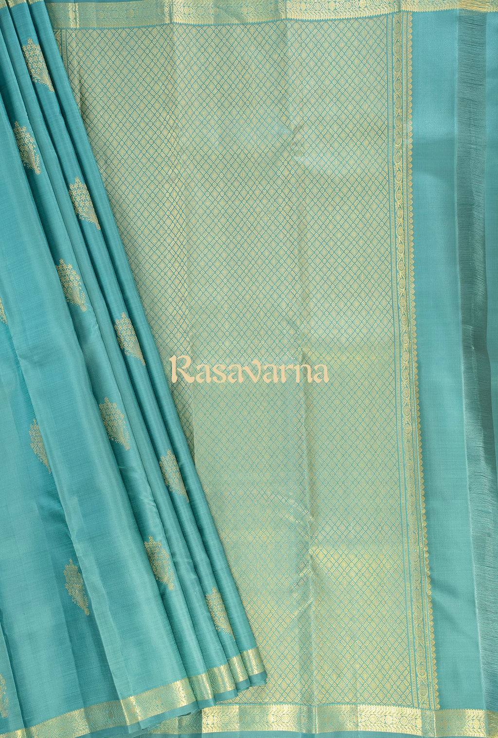 Teal Pure Silk Kanchipuram Pattu Saree