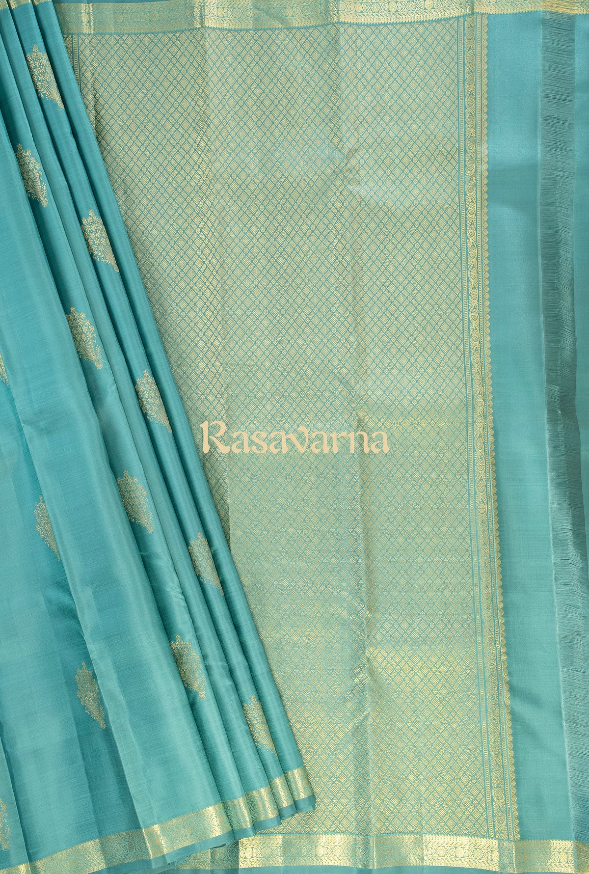 Teal Pure Silk Kanchipuram Pattu Saree