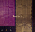 Purple Pure Silk Kanchipuram Pattu Saree with Navy Blue Border