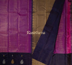 Purple Pure Silk Kanchipuram Pattu Saree with Navy Blue Border