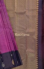 Purple Pure Silk Kanchipuram Pattu Saree with Navy Blue Border