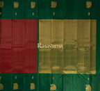 Red Pure Silk Kanchipuram Pattu Saree with Green Border