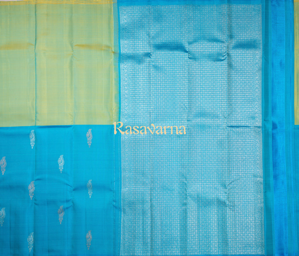 Blue & Green Pure Silk Kanchipuram Pattu Saree