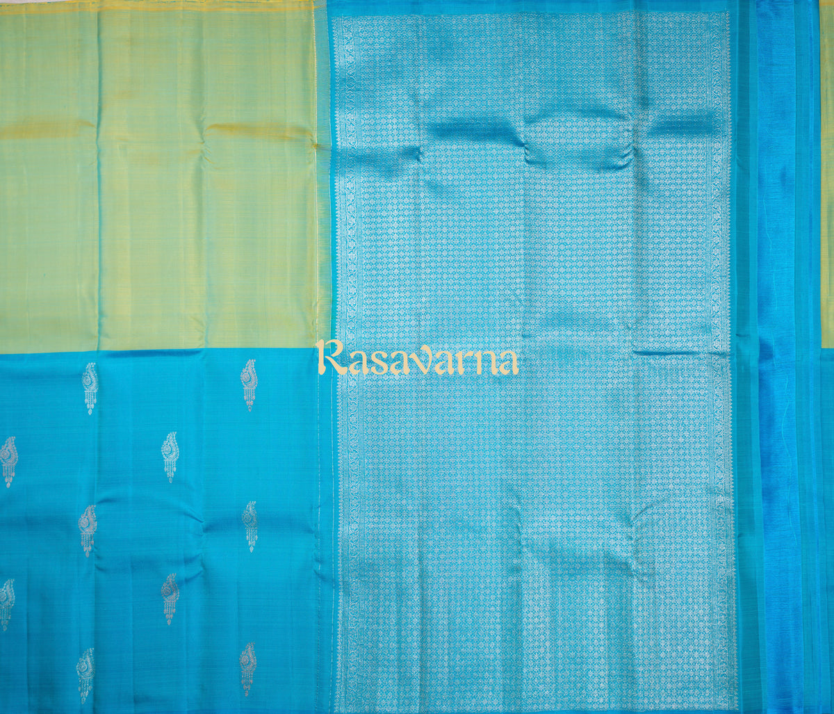 Blue & Green Pure Silk Kanchipuram Pattu Saree