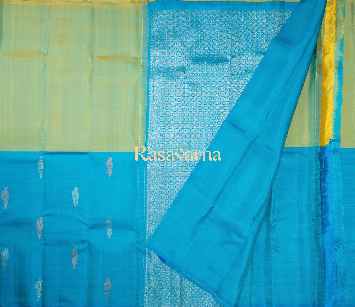 Blue & Green Pure Silk Kanchipuram Pattu Saree