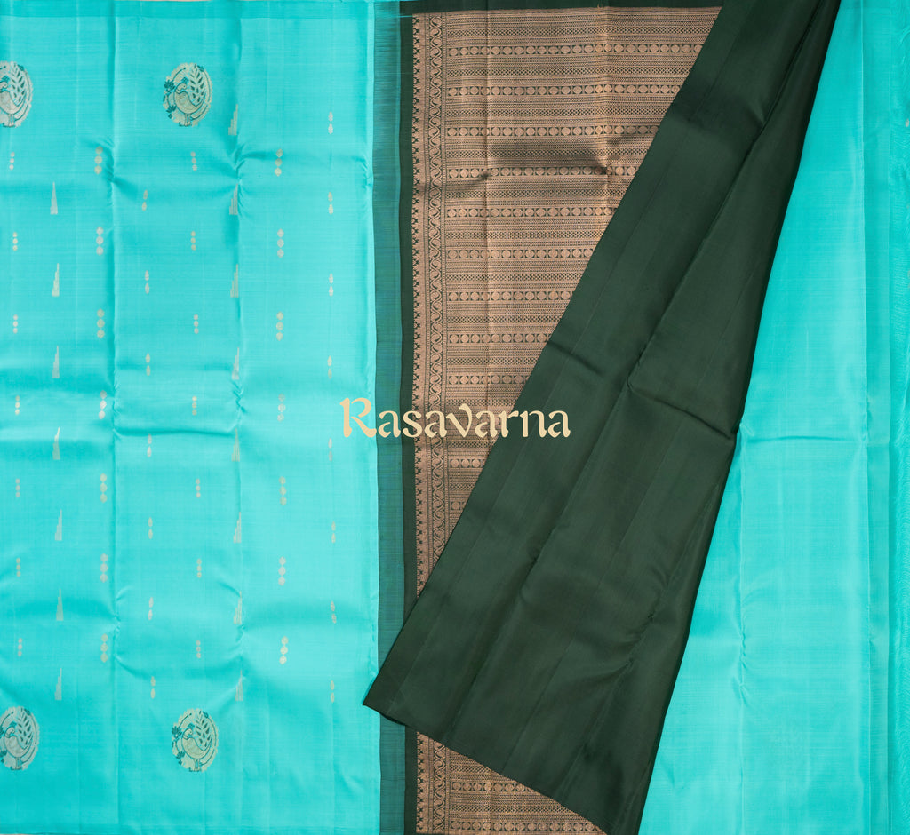 Sky Blue Pure Silk Kanchipuram Pattu Saree