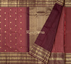 Rose Brown Pure Silk Kanchipuram Pattu Saree with Maroon Border