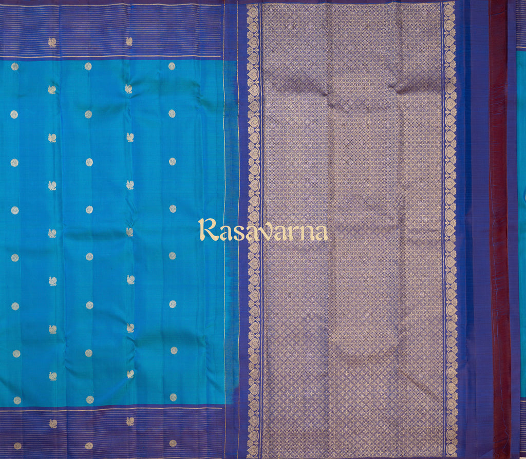 Blue Pure Silk Kanchipuram Pattu Saree with Royal Blue Border