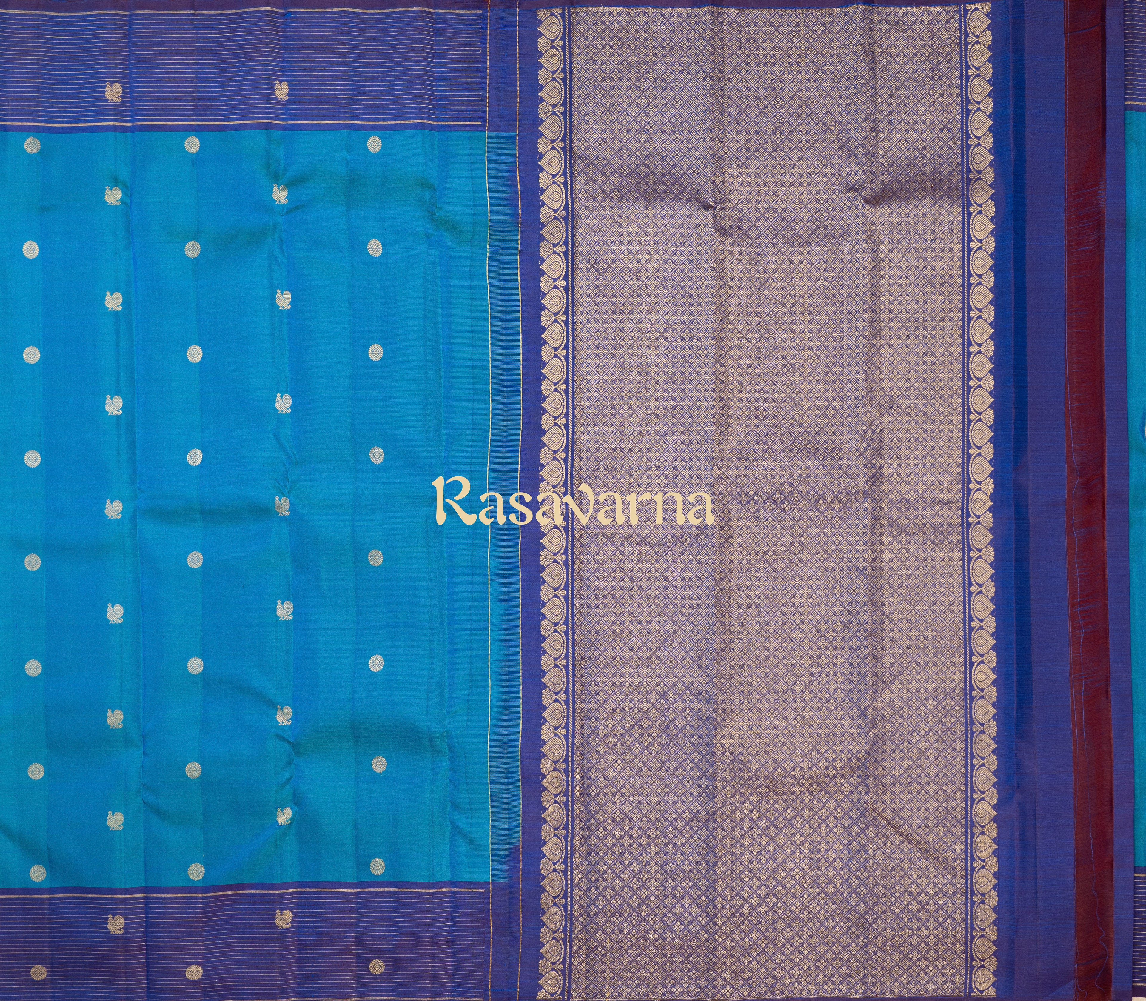 Blue Pure Silk Kanchipuram Pattu Saree with Royal Blue Border