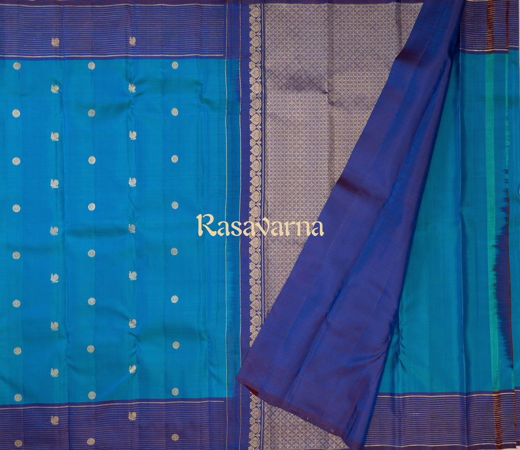 Blue Pure Silk Kanchipuram Pattu Saree with Royal Blue Border