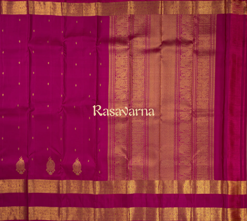 Rose Pink Pure Silk Kanchipuram Pattu Saree with Rose Pink Border