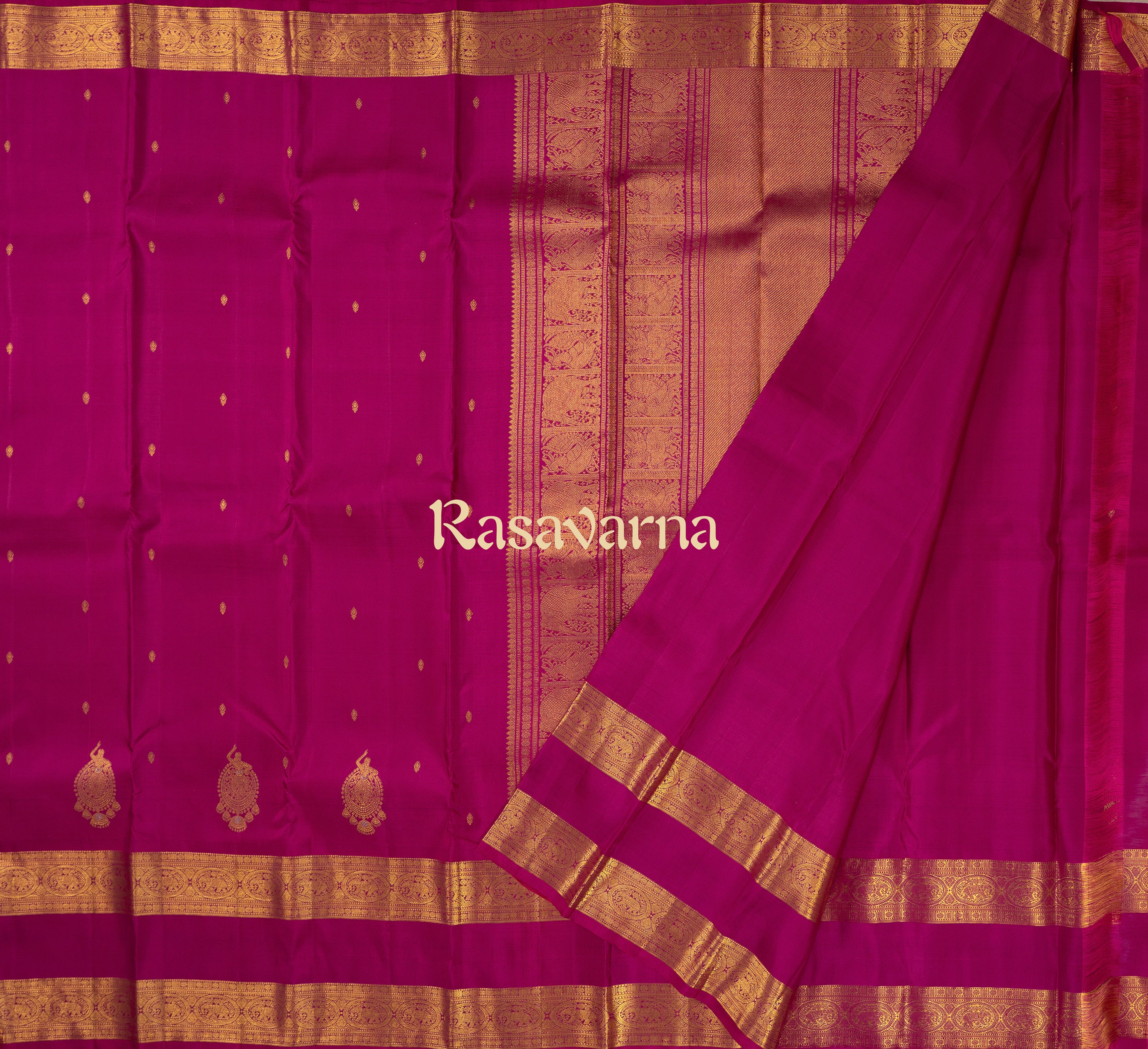Rose Pink Pure Silk Kanchipuram Pattu Saree with Rose Pink Border