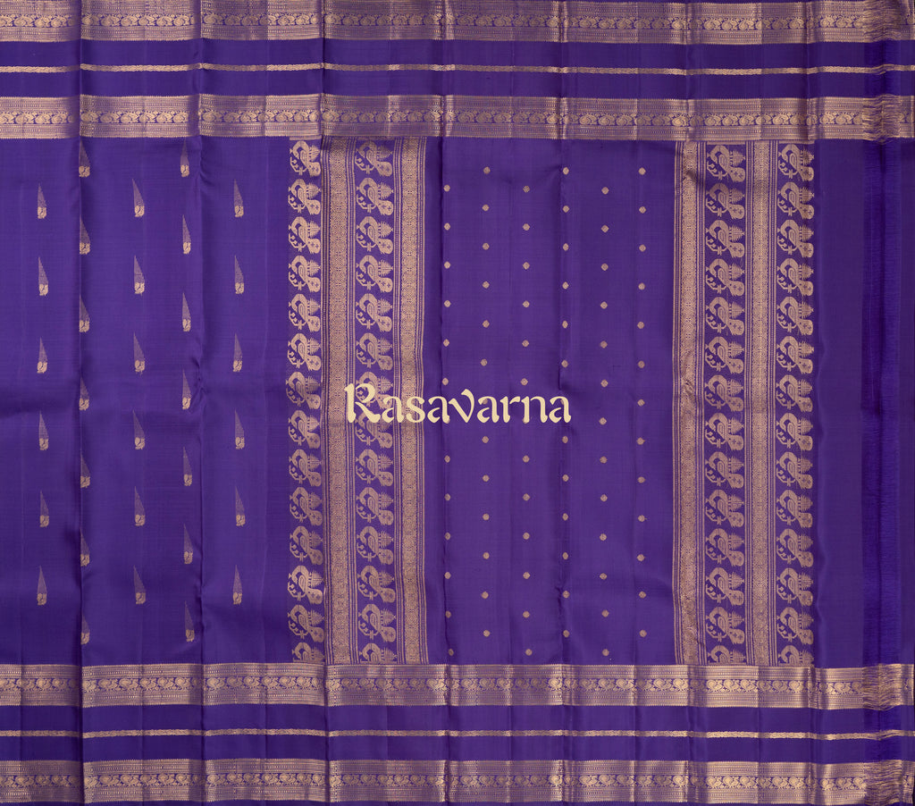 Violet Pure Silk Kanchipuram Pattu Saree with Violet Border