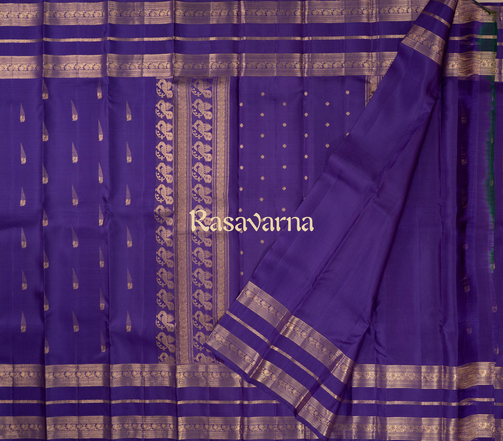 Violet Pure Silk Kanchipuram Pattu Saree with Violet Border