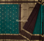 Rama Green Pure Silk Kanchipuram Pattu Saree with Chocolate Border