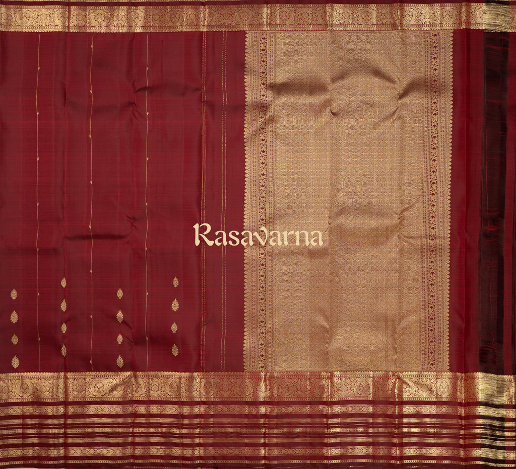 Maroon Pure Silk Kanchipuram Pattu Saree with Maroon Border