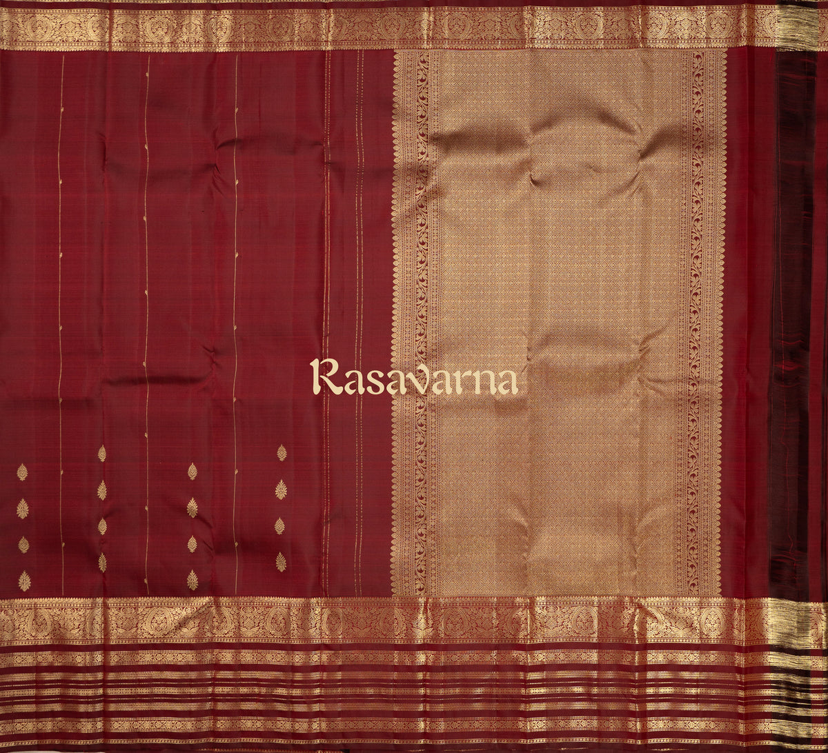 Maroon Pure Silk Kanchipuram Pattu Saree with Maroon Border