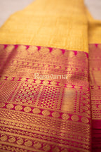 Gold Pure Silk Kanchipuram Pattu Saree with Red Border