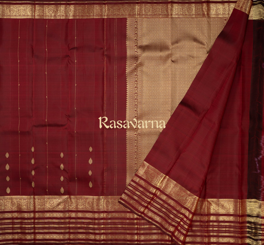 Maroon Pure Silk Kanchipuram Pattu Saree with Maroon Border