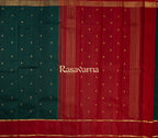 Bottle Green Pure Silk Kanchipuram Pattu Saree with Maroon Border