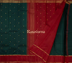 Bottle Green Pure Silk Kanchipuram Pattu Saree with Maroon Border