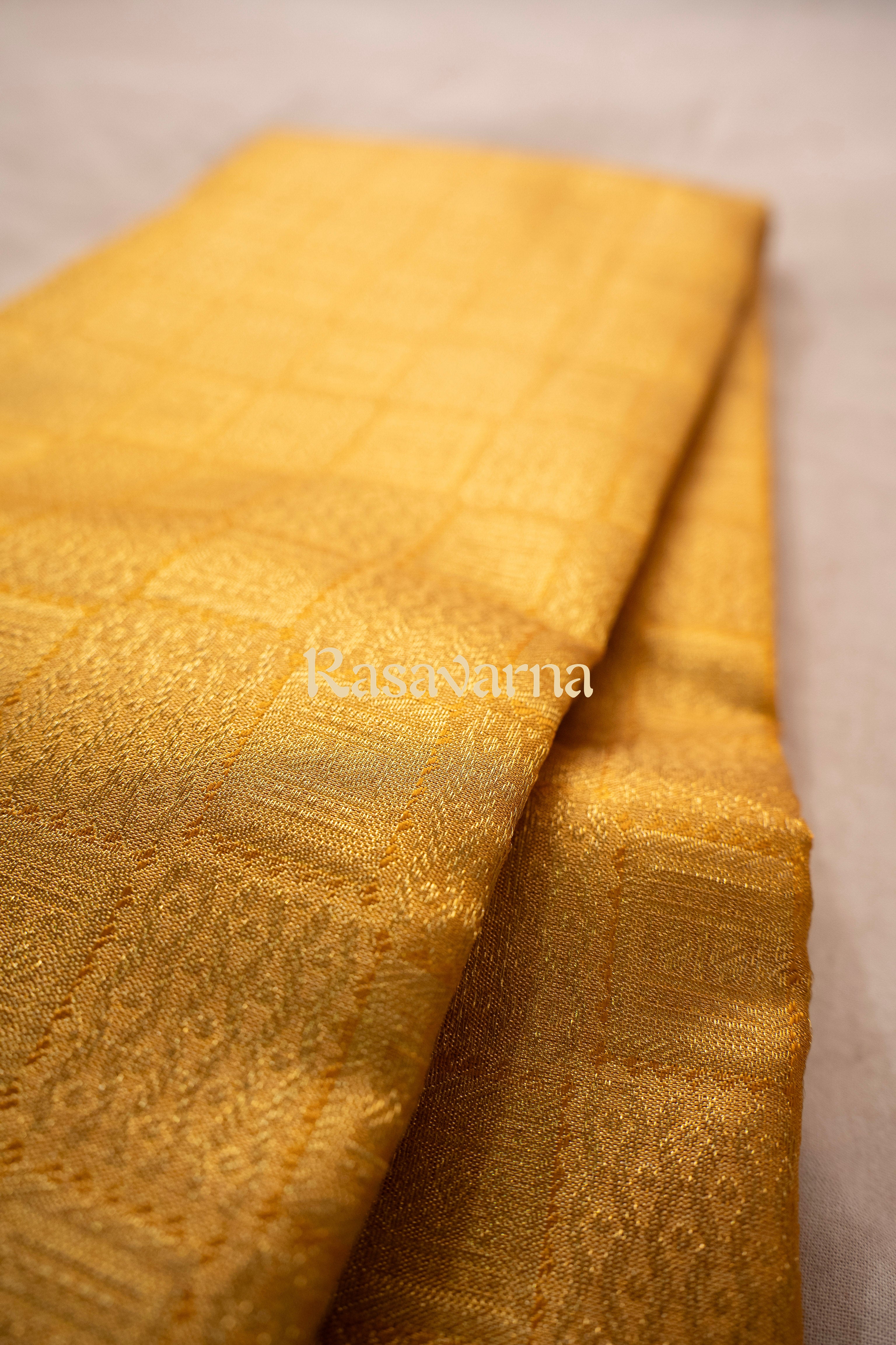 Gold Pure Silk Kanchipuram Pattu Saree with Red Border