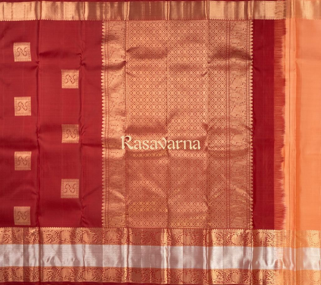 Maroon Pure Silk Kanchipuram Pattu Saree with Maroon Border