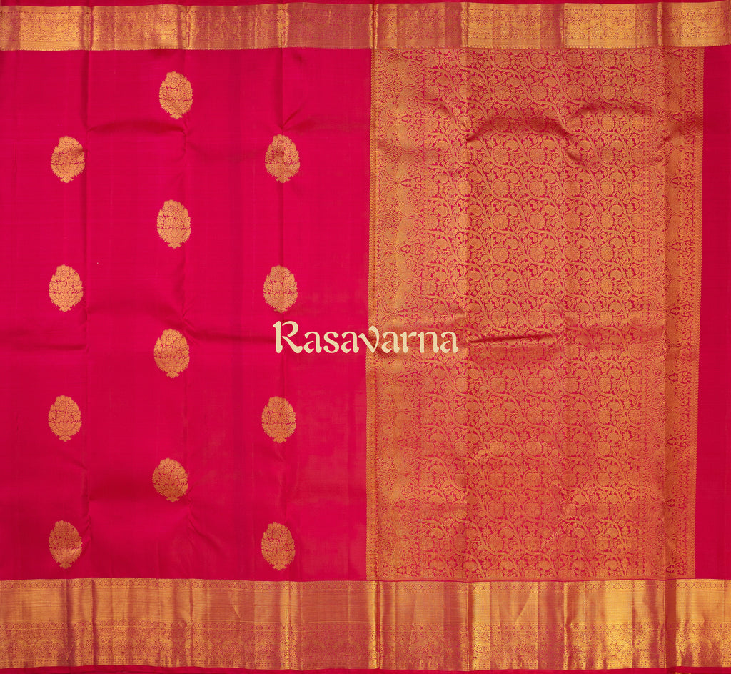 Roja Pink Pure Silk Kanchipuram Pattu Saree with Roja Pink Border
