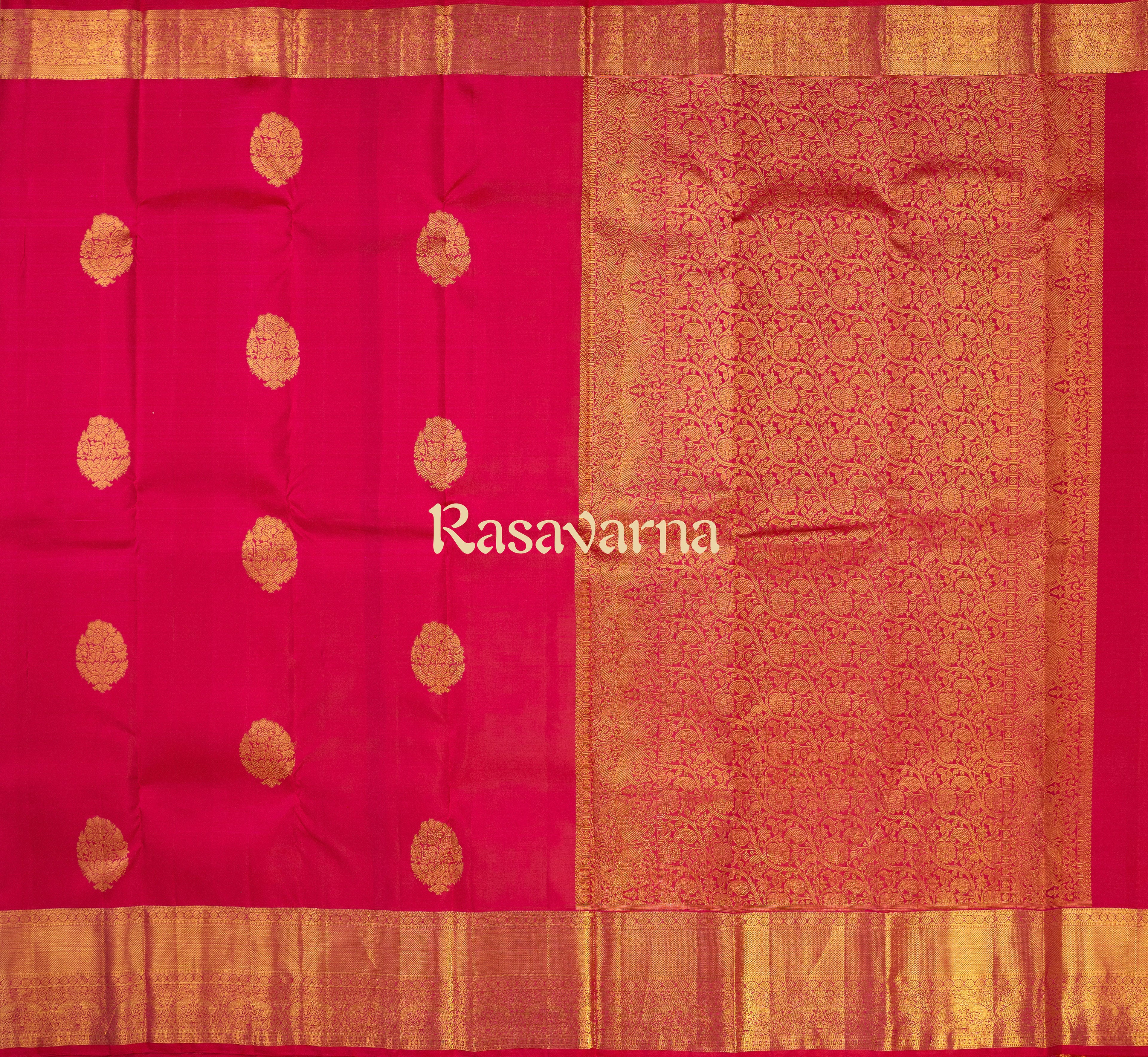 Roja Pink Pure Silk Kanchipuram Pattu Saree with Roja Pink Border
