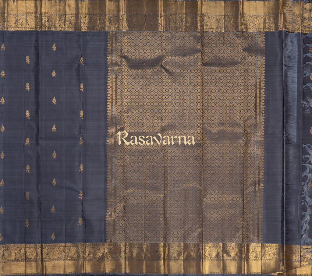 Elephant Grey Pure Silk Kanchipuram Pattu Saree with Grey Border