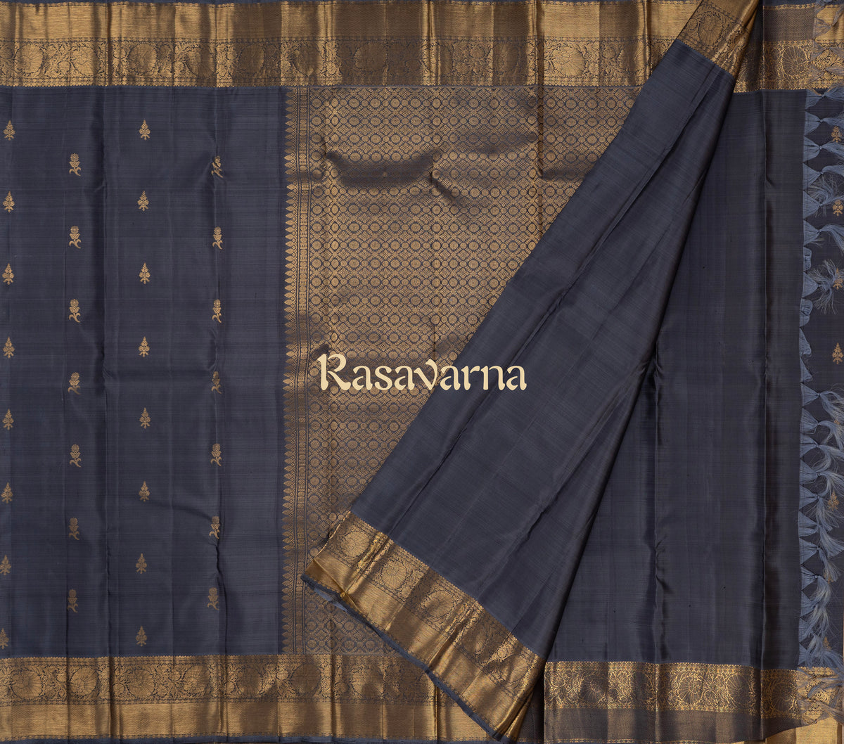 Elephant Grey Pure Silk Kanchipuram Pattu Saree with Grey Border