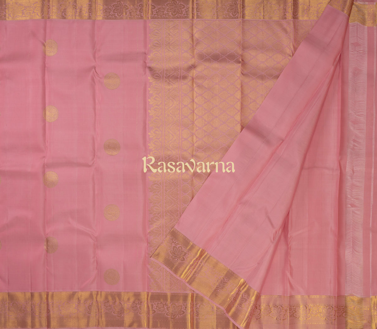 Baby Pink Pure Silk Kanchipuram Pattu Saree with Baby Pink Border
