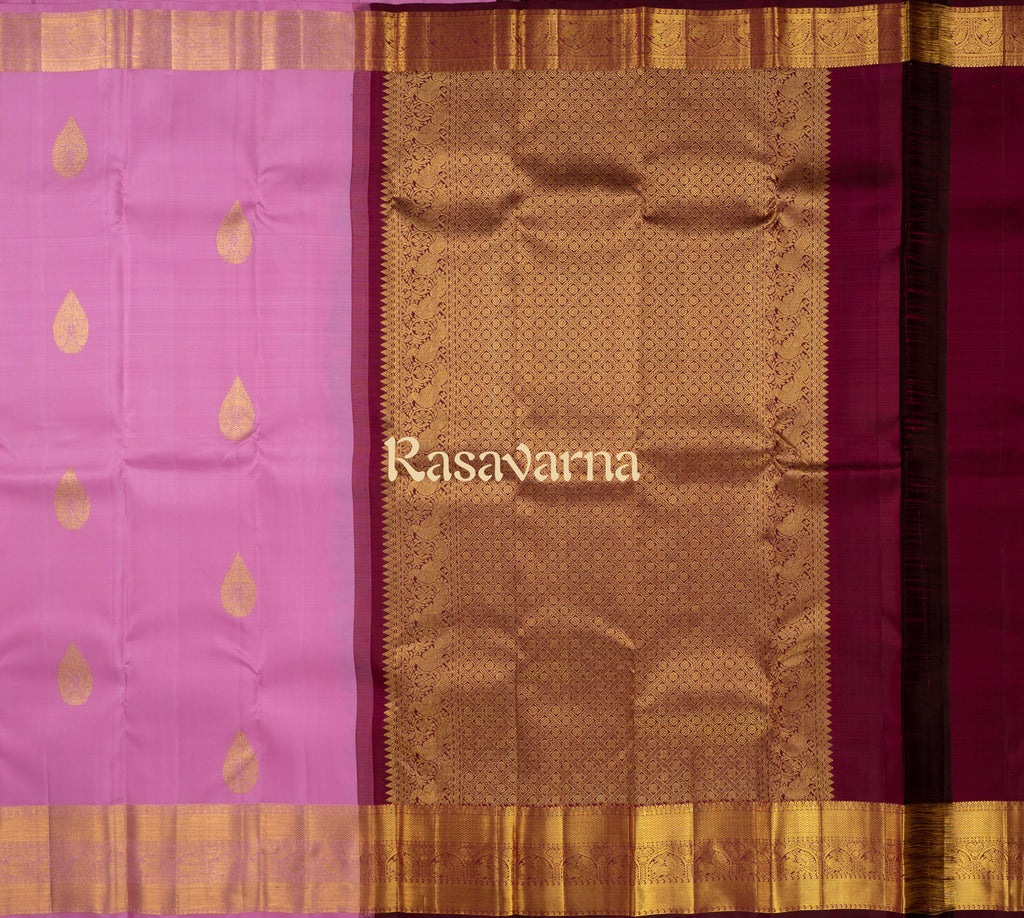 Pink Pure Silk Kanchipuram Pattu Saree with Pink Border