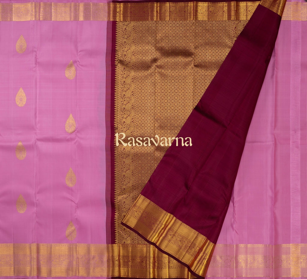 Pink Pure Silk Kanchipuram Pattu Saree with Pink Border