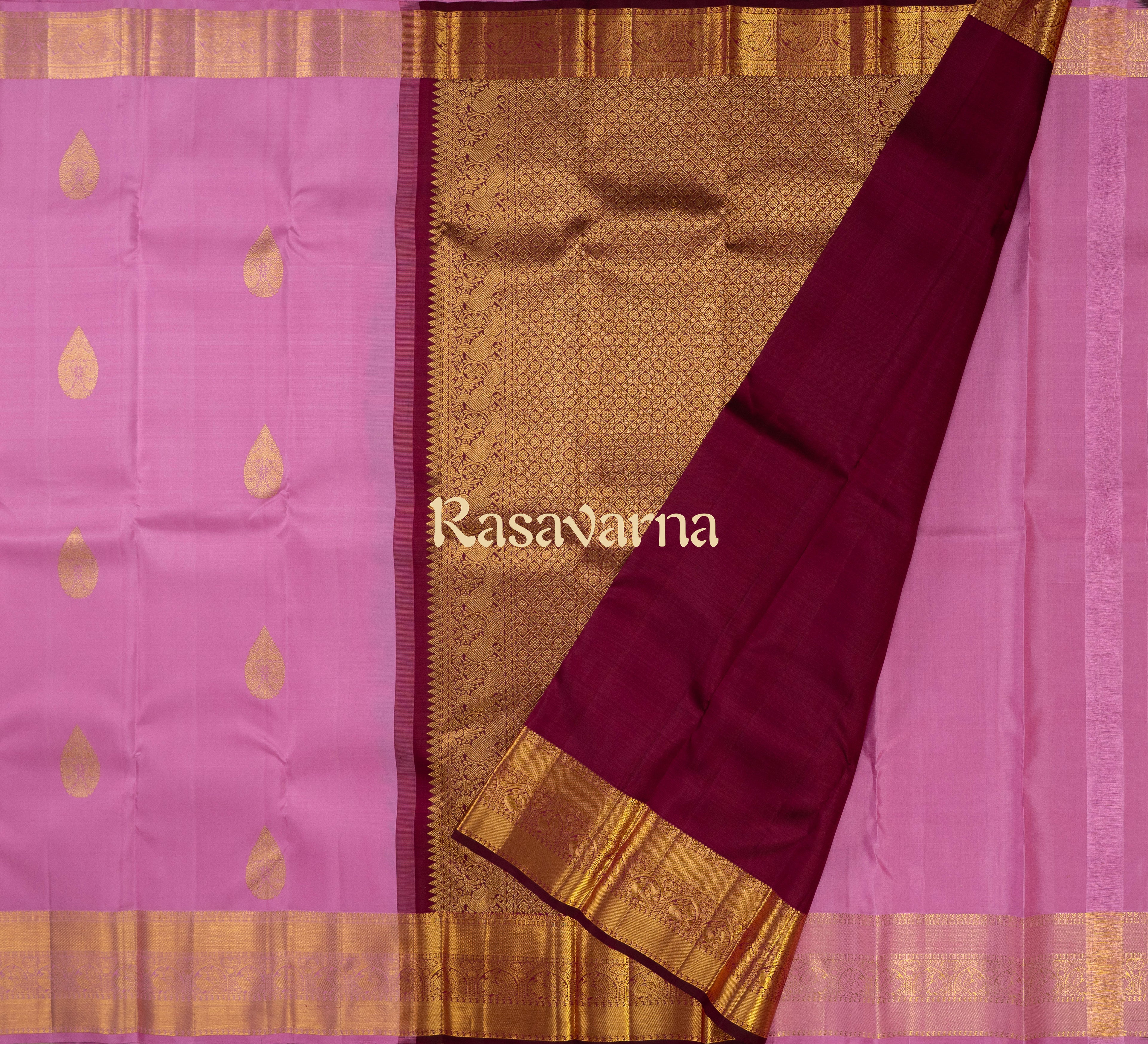 Pink Pure Silk Kanchipuram Pattu Saree with Pink Border